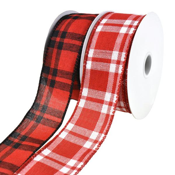 Christmas Woven Josh Plaid Wired Ribbon, 1-1/2-Inch, 10-Yard