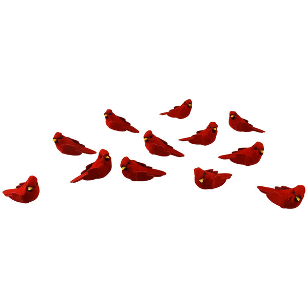 Mini Cardinal Bird Figurines, 2-Inch, 24-Piece