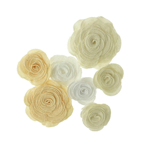 3D Crochet Flower Embellishments, 7-Piece, Cream