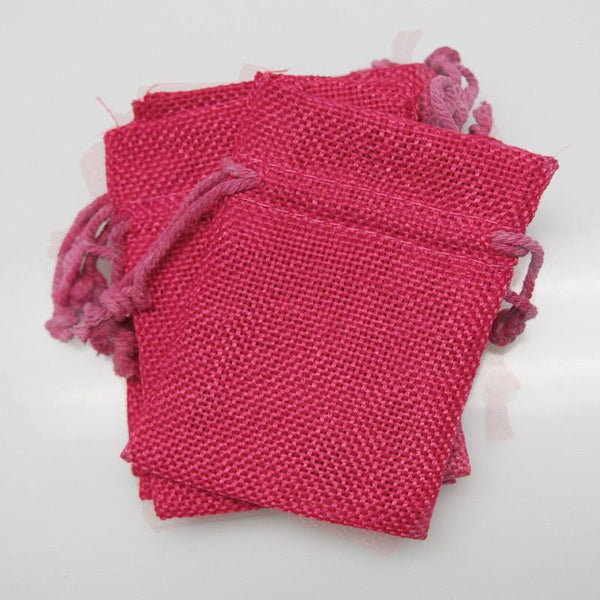 Faux Burlap Pouch Bags, 6-inch x 9-inch, 6-Piece, Fuchsia