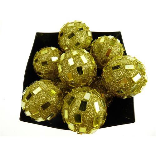 Glitter Disco Ornament Balls, 1-1/4-inch, 10-Piece, Gold