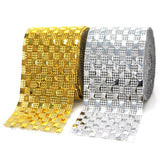 Pyramid Studs Checkered Rhinestone Diamond Mesh Wrap, 4-inch, 10-yard