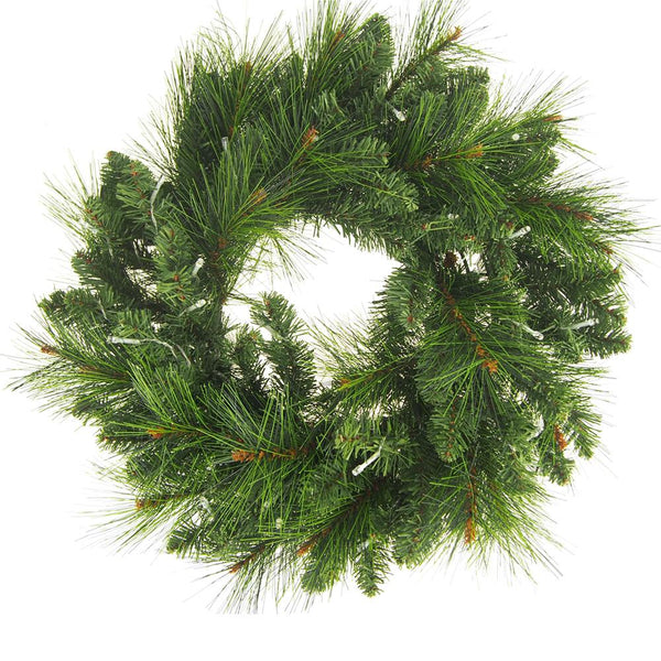 LED Artificial Pine Christmas Wreaths, Green, 21-Inch