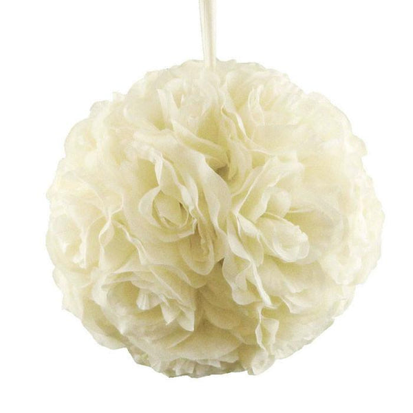 Silk Flower Kissing Balls Wedding Centerpiece, 10-inch, Ivory