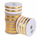 Embossed Stripes Soft Canvas Ribbon Wired Edge, 10 Yards