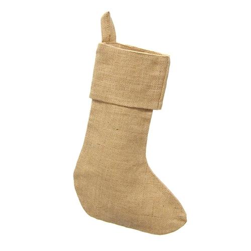 Plain Burlap Christmas Stocking, Natural, 16-Inch