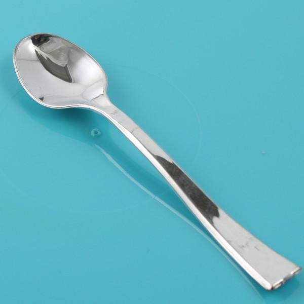 Plastic Mini Dessert Spoon Serving-ware, 36-Piece, Silver