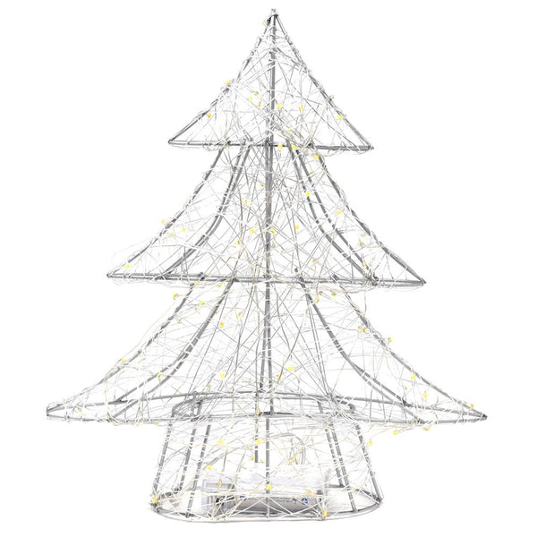 LED Metal Wired Christmas Tree Stand, Silver, 12-Inch