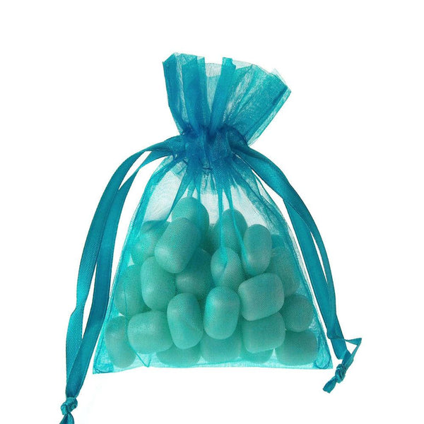 Organza Favor Pouch Bag, 4-Inch x 5-Inch, 12-Count, Turquoise