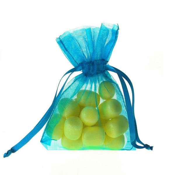 Organza Favor Pouch Bag, 3-Inch x 4-Inch, 12-Count, Turquoise