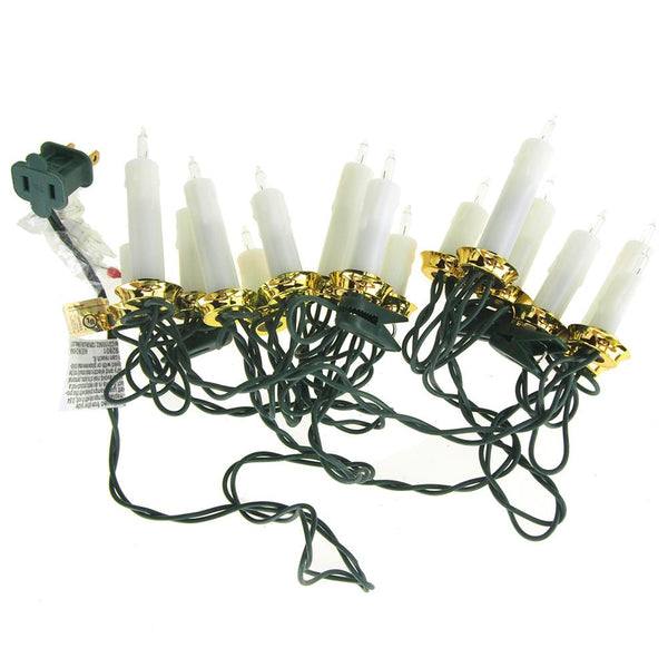 LED Clip-On 15 Triple Candle Lights Plastic Holiday Decorations, White/Gold, 60-Inch