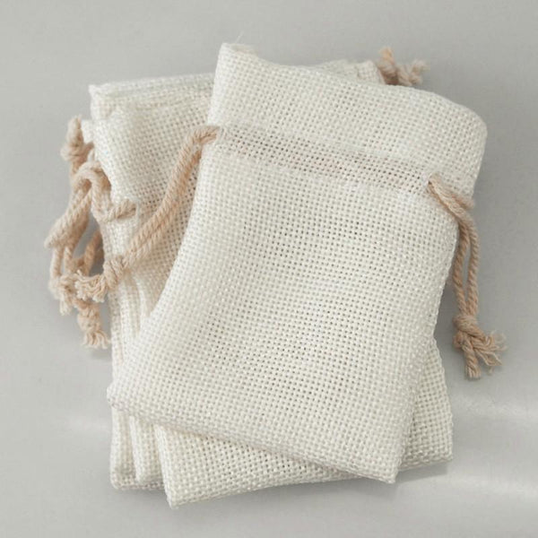 Faux Burlap Pouch Bags, 5-inch x 7-inch, 6-Piece, White