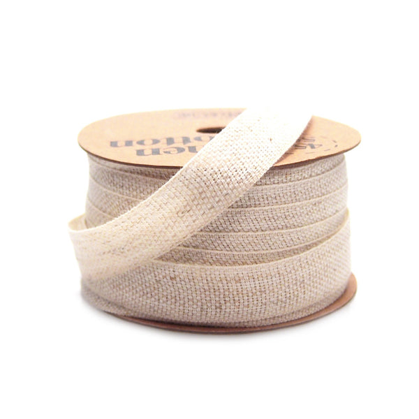 Cotton Linen Fabric Ribbon, 5/8-Inch, 25 Yards, Natural