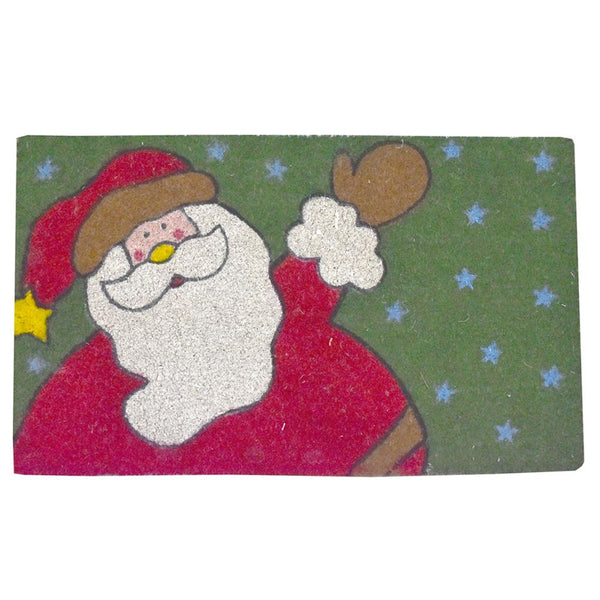 Santa Claus and Stars Christmas Coir Doormat, 29-1/2 x 18-Inch