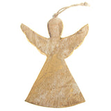 Hanging Wooden Distressed Angel with Wings Christmas Ornament, 4-3/4-Inch